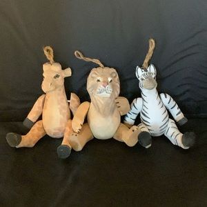 Rustic wooden safari animal ornaments